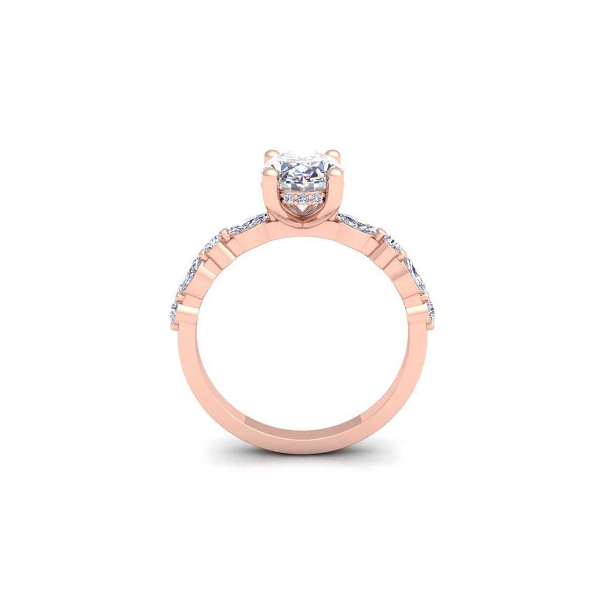 Oval Engagement Diamond Ring 3d Model and Render  3D print model_4