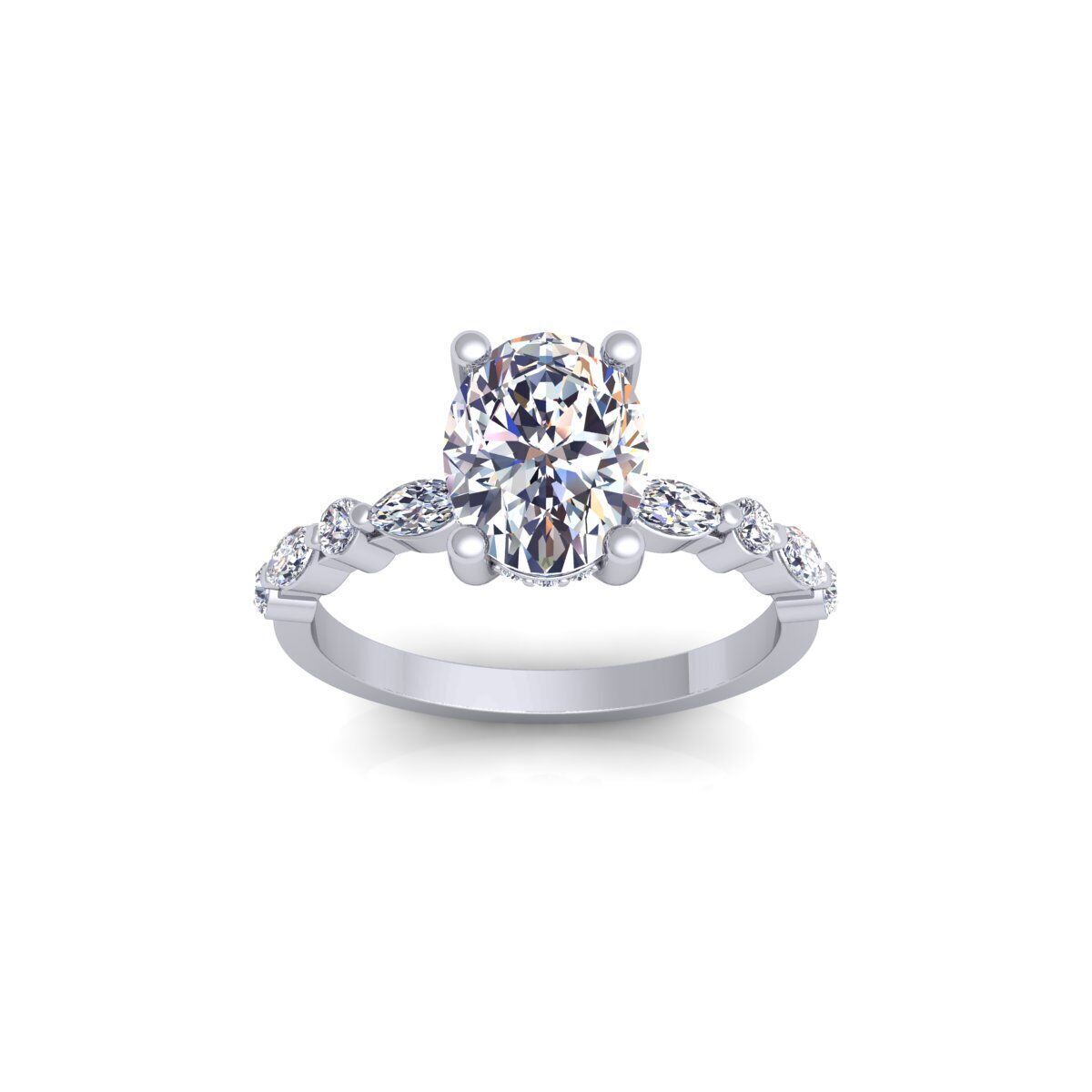 Oval Engagement Diamond Ring 3d Model and Render  3D print model_2