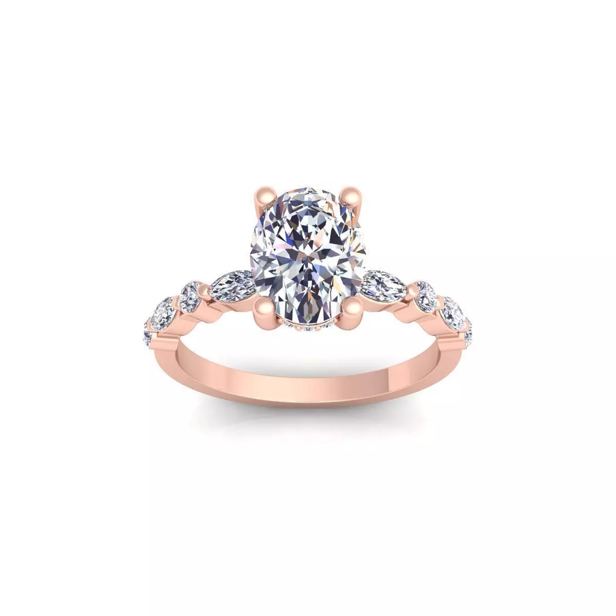 Oval Engagement Diamond Ring 3d Model and Render  3D print model_0