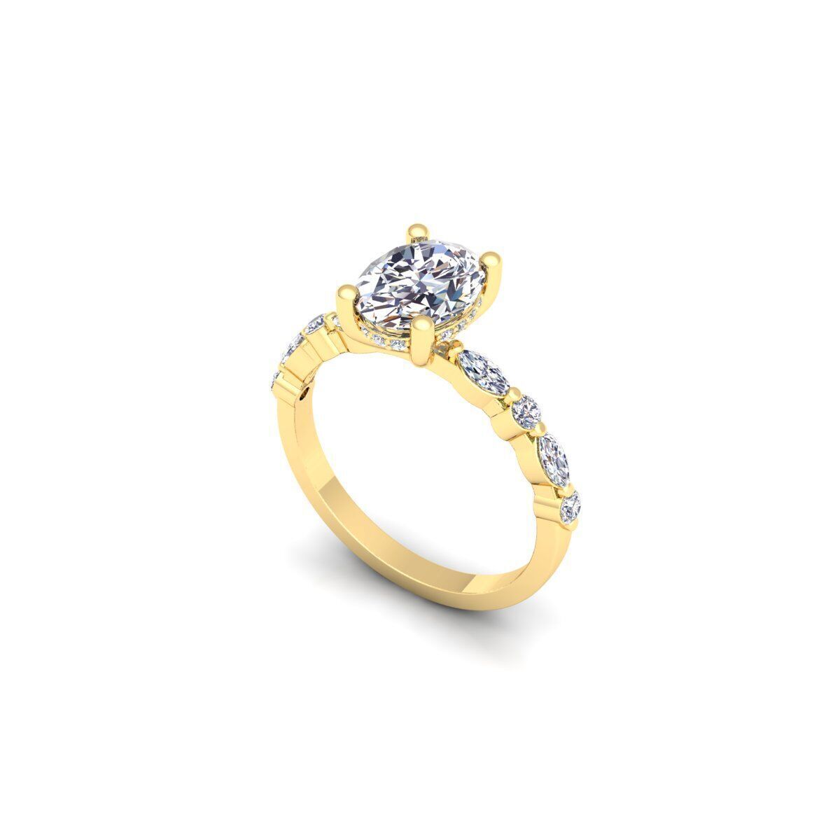 Oval Engagement Diamond Ring 3d Model and Render  3D print model_9