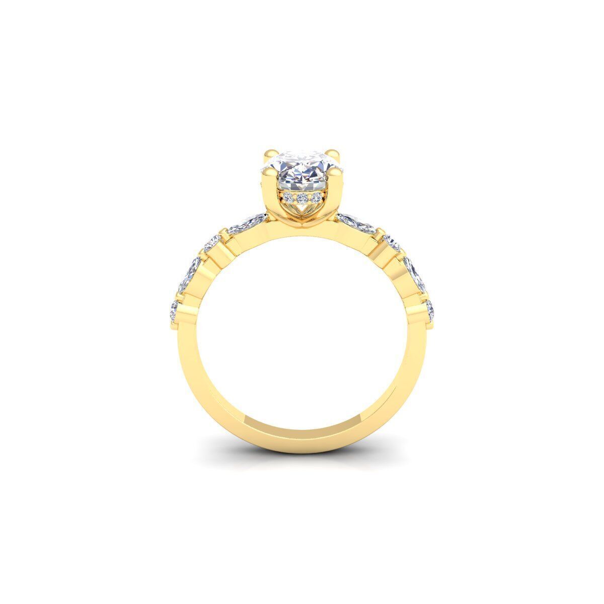 Oval Engagement Diamond Ring 3d Model and Render  3D print model_3