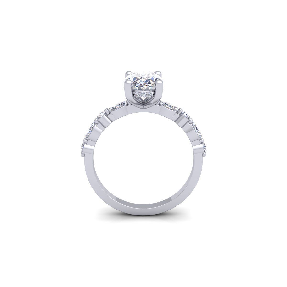 Oval Engagement Diamond Ring 3d Model and Render  3D print model_5
