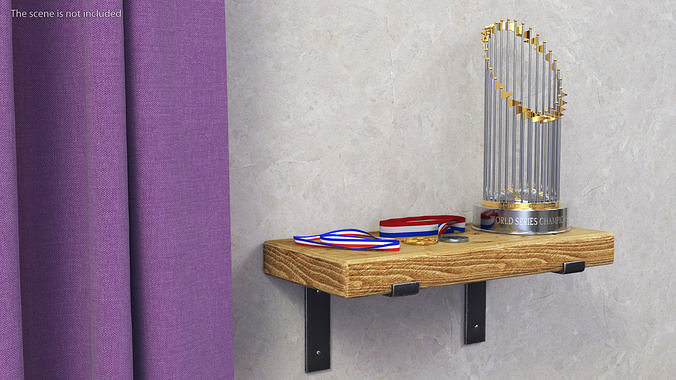 Baseball Champion Trophy and Medals Display 3D model