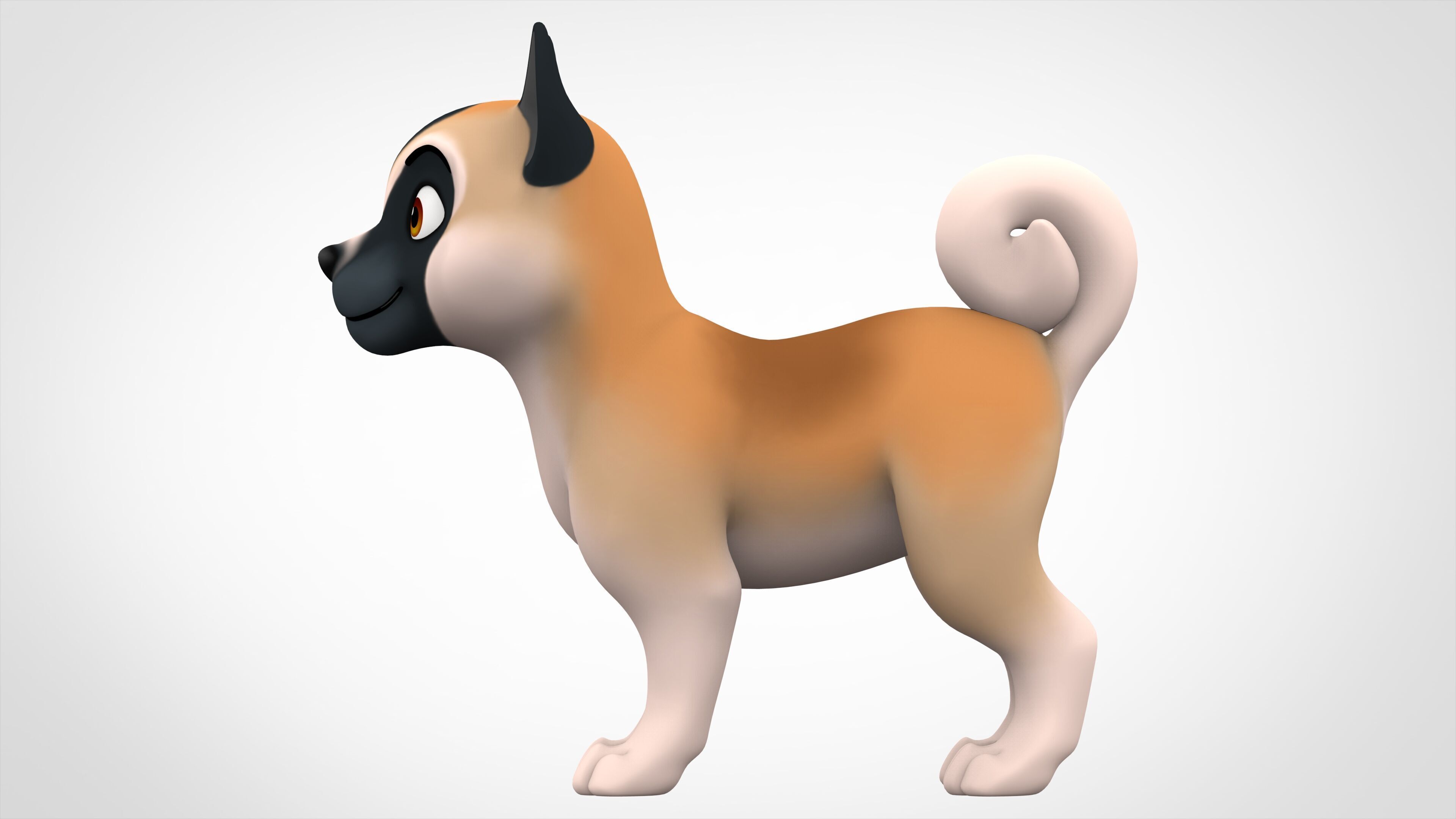 American Akita Low-poly 3D model_2
