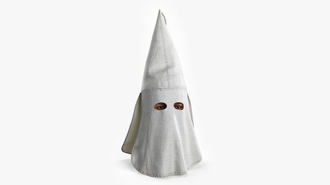 Head Wearing White Ku Klux Klan Mask 3D model