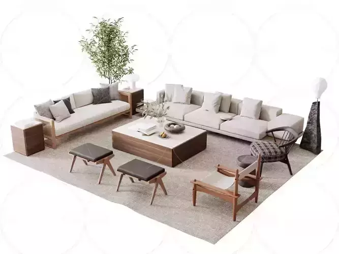 WABI SABI STYLE 3D Living Area Set 001