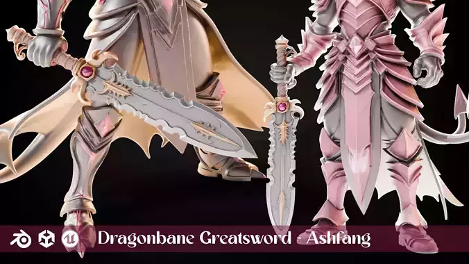 Stylized Sword - Dragonbane Greatsword Ashfang - Game Ready