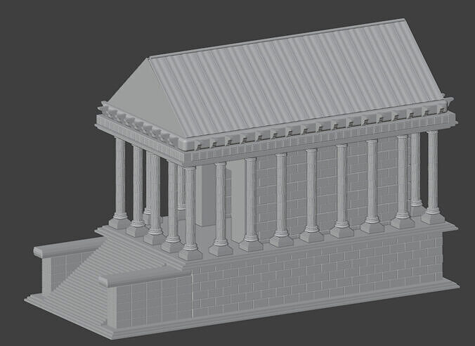 Ancient Roman Temple 3D Model  High Poly Architecture Asset Free 3D print model