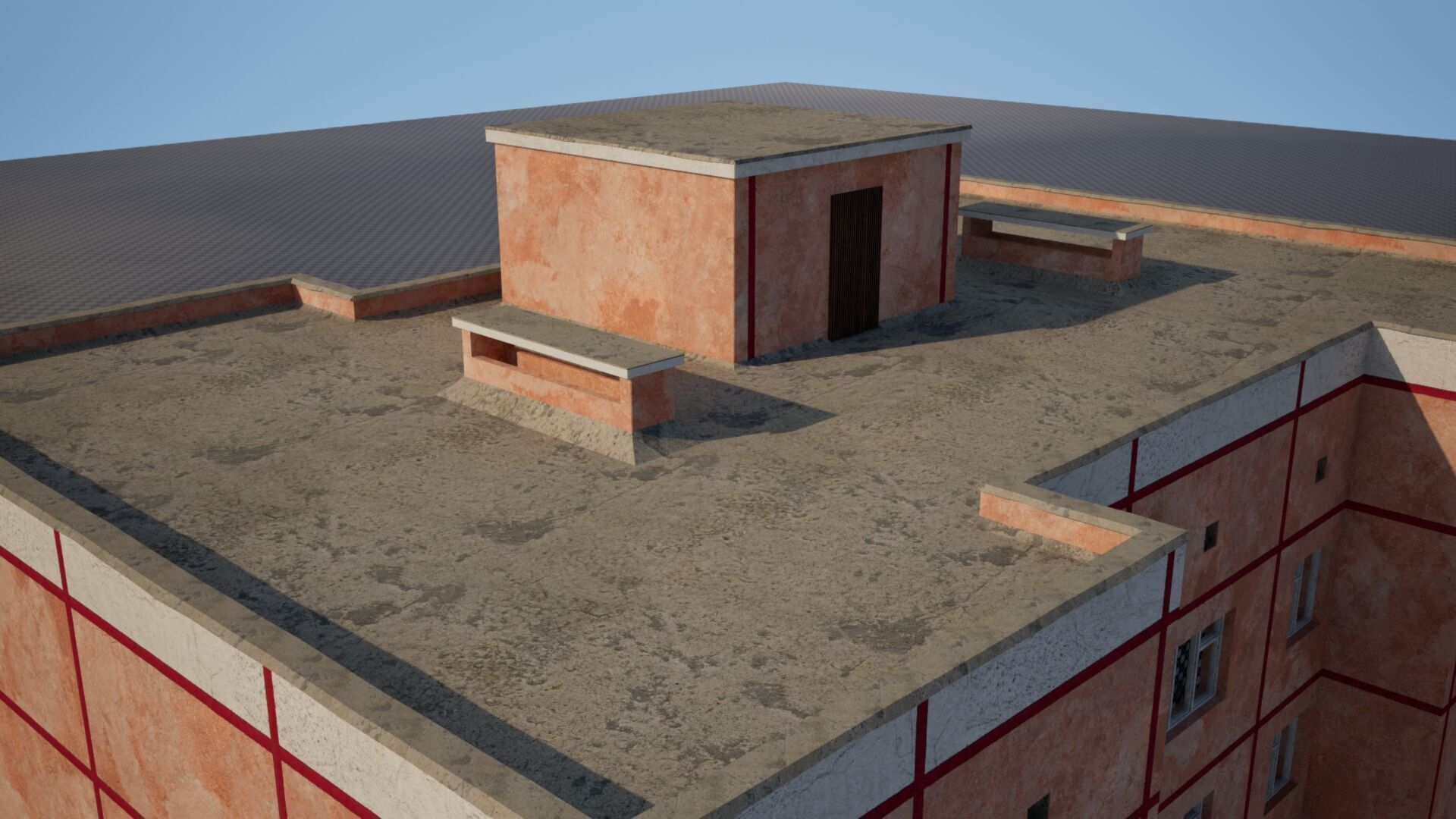 Peach Panel 9 Story Residential Building Game-Ready 3D Model Low-poly 3D model_6