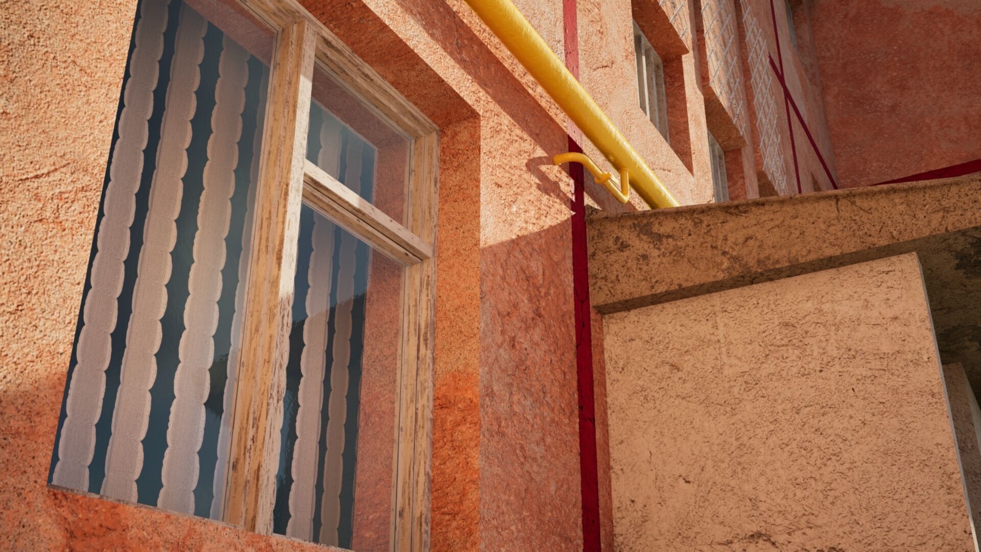 Peach Panel 9 Story Residential Building Game-Ready 3D Model Low-poly 3D model_3