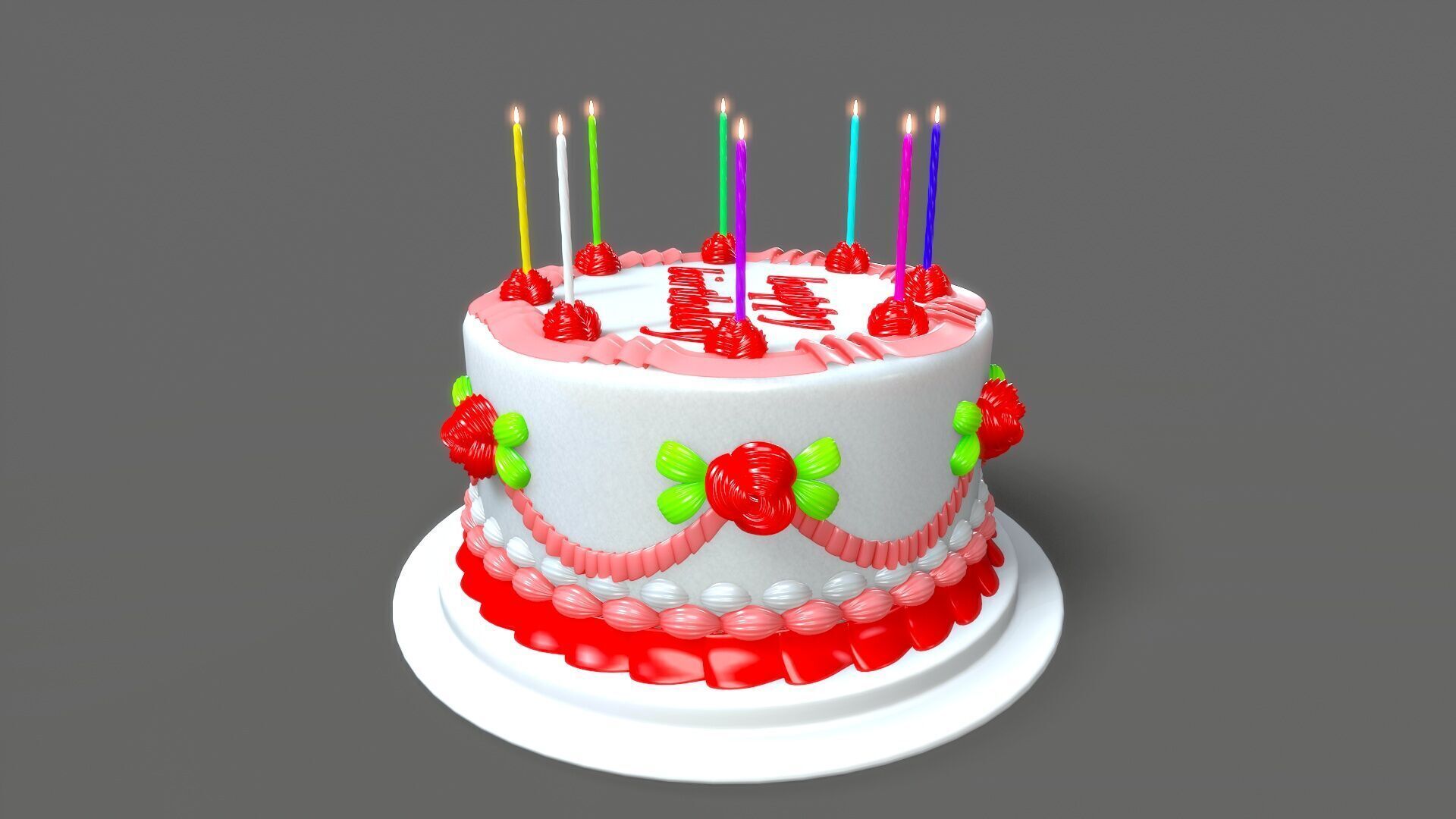 happy birthday cake Free 3D model_3