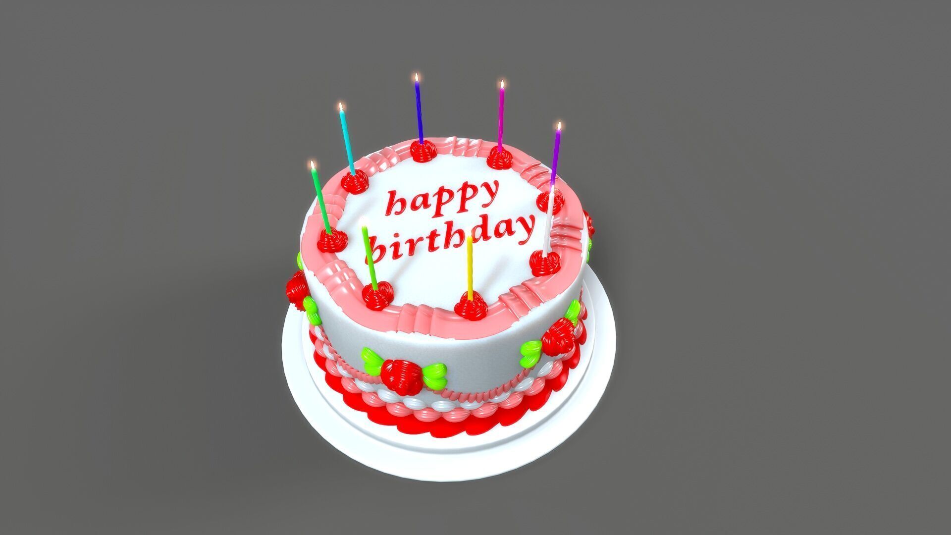 happy birthday cake Free 3D model_1