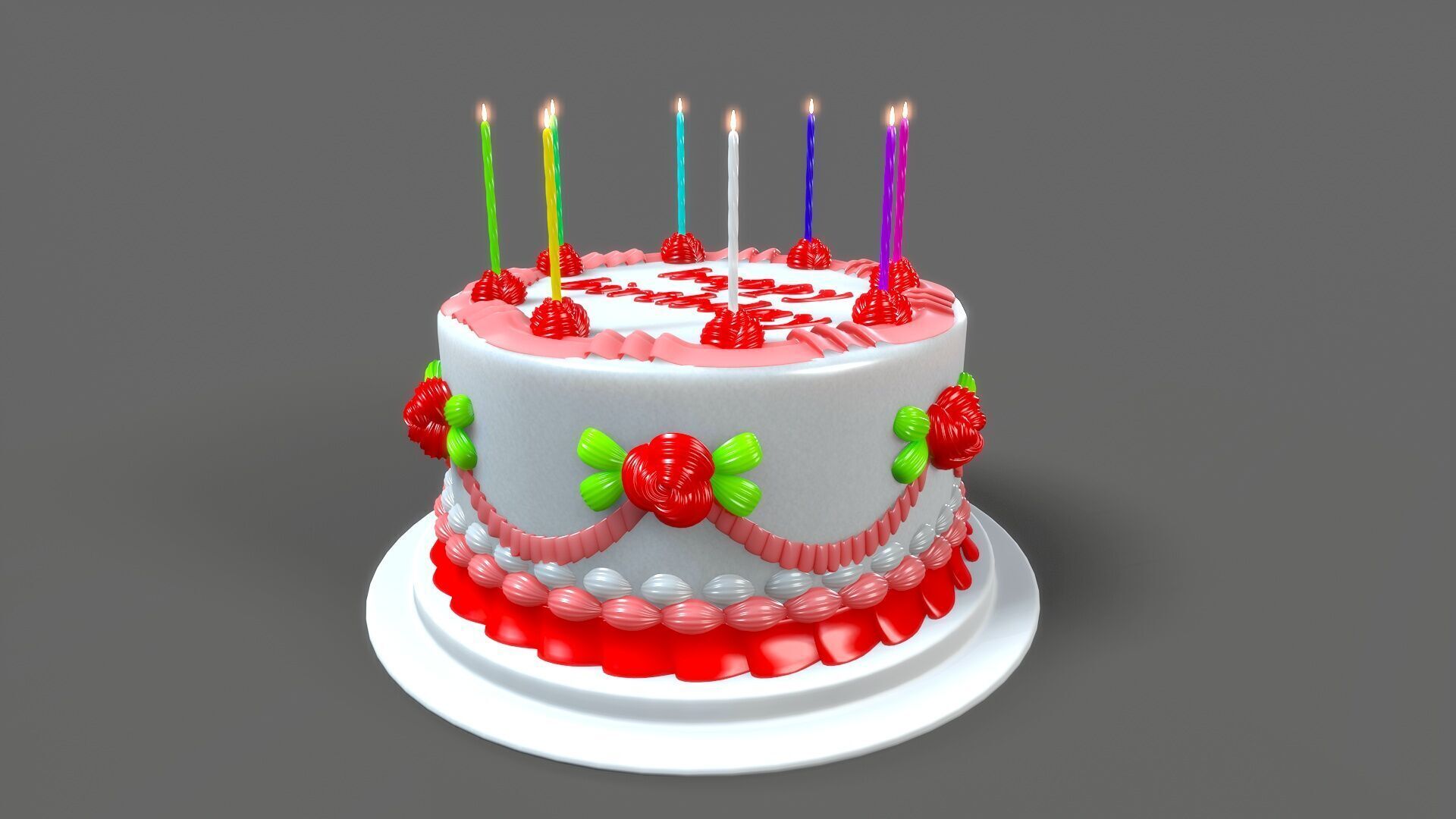 happy birthday cake Free 3D model_2