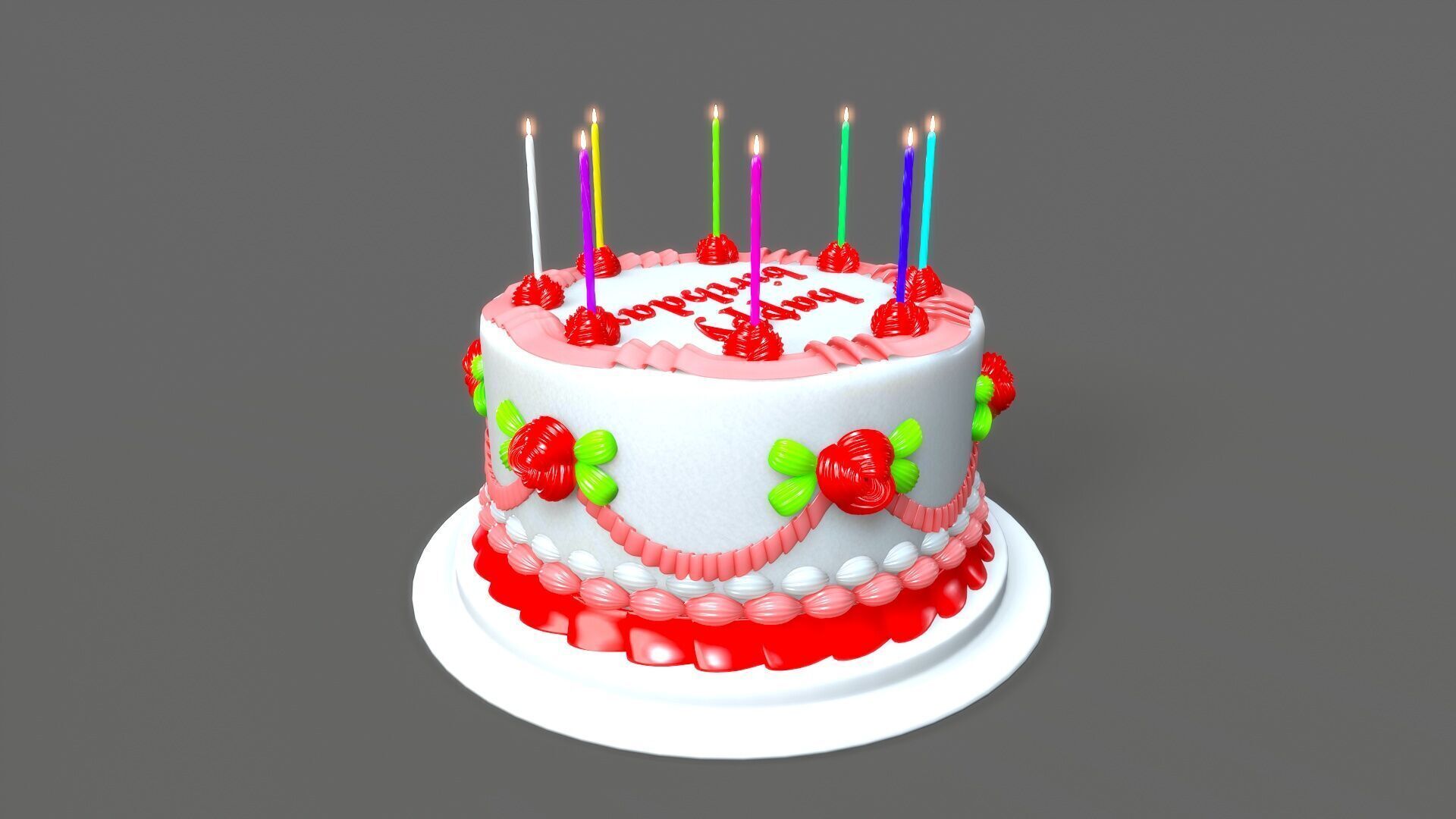 happy birthday cake Free 3D model_4