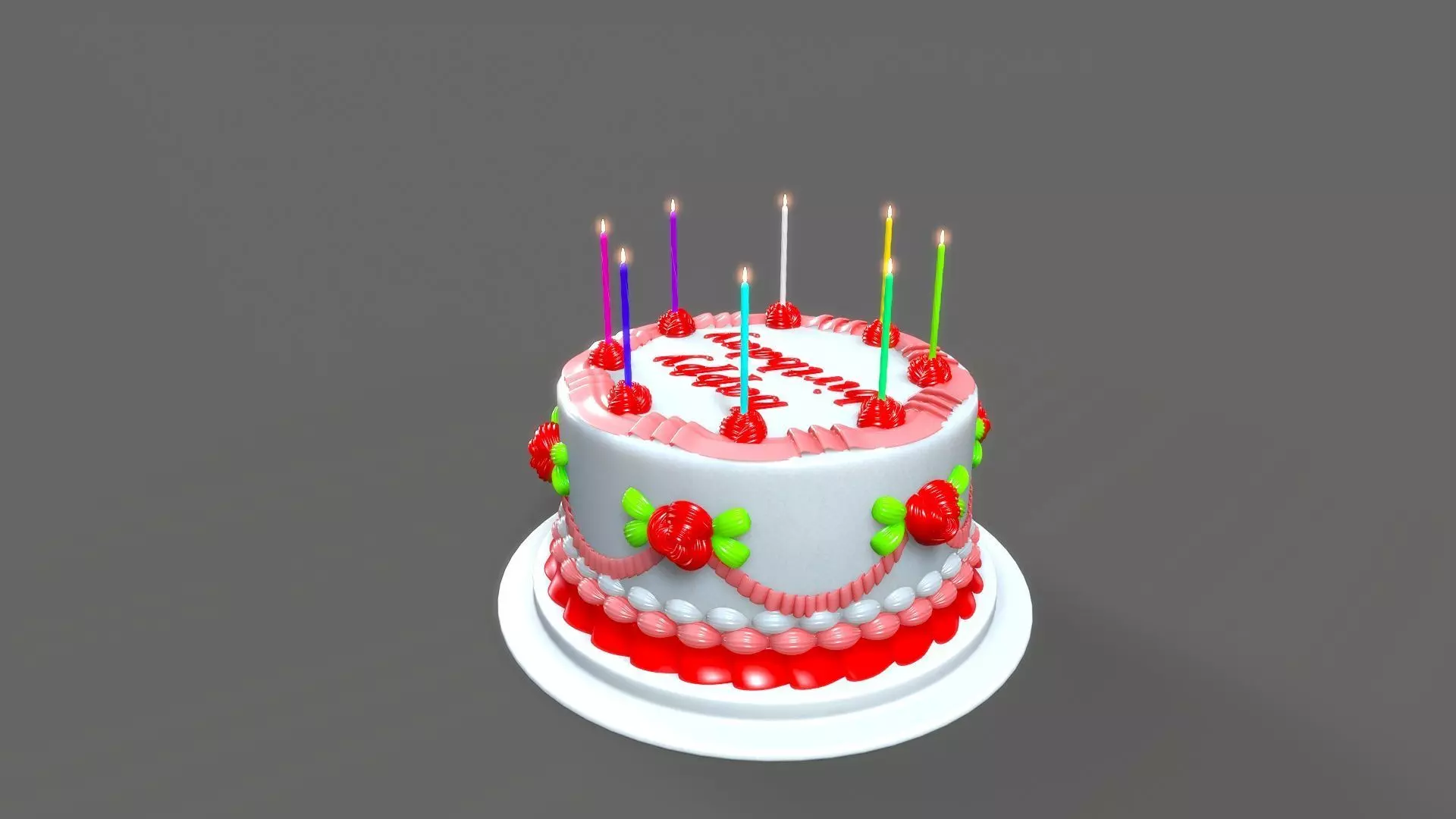 happy birthday cake Free 3D model_0