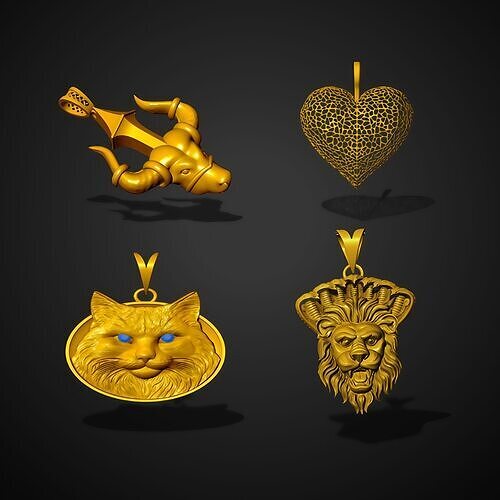 Gold Pendant Collection Set Combo 3D print model