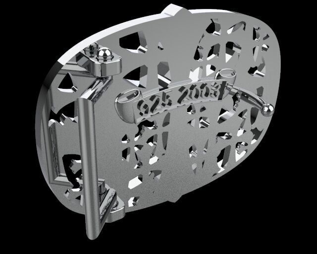 Custom Chrome Heart Buckle Buck Silver 3D print model_5