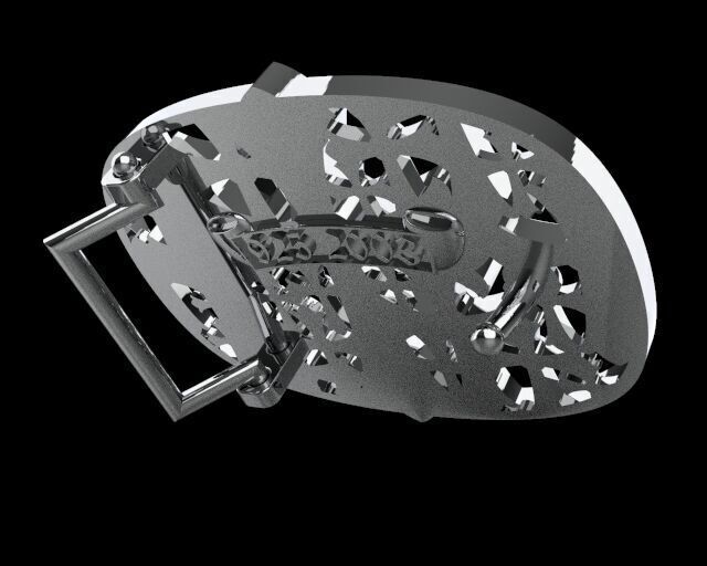 Custom Chrome Heart Buckle Buck Silver 3D print model_4