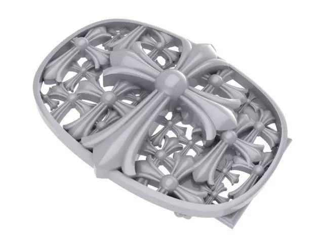 Custom Chrome Heart Buckle Buck Silver 3D print model_0