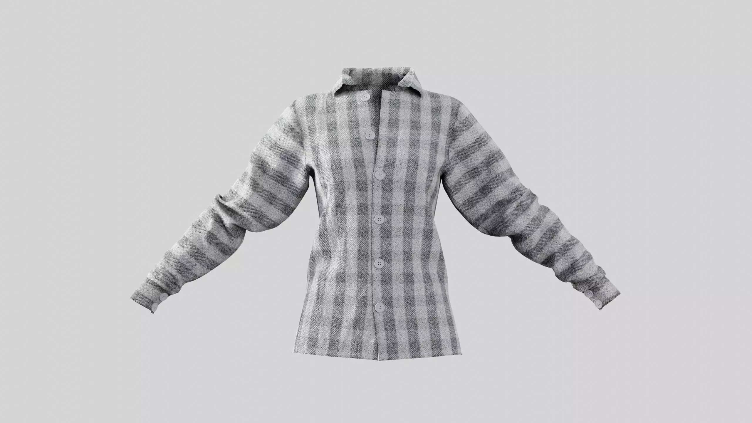 Female Shirt 01 Black And White Fannel Checkered Low-poly 3D model
