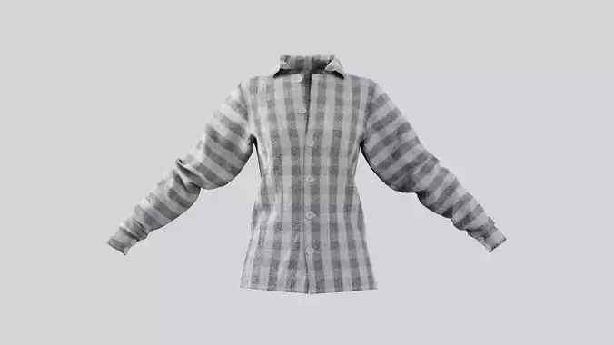 Female Shirt 01 Black And White Fannel Checkered