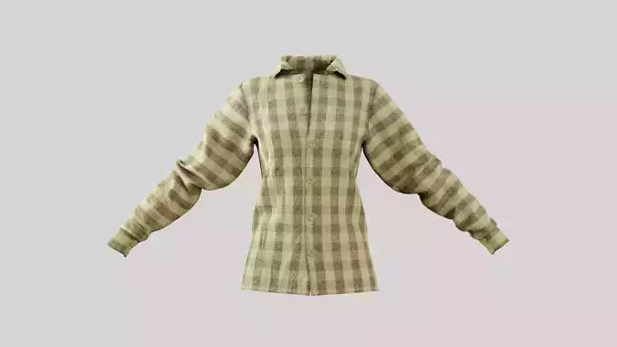 Female Shirt 01 Light Yellow Fannel Checkered