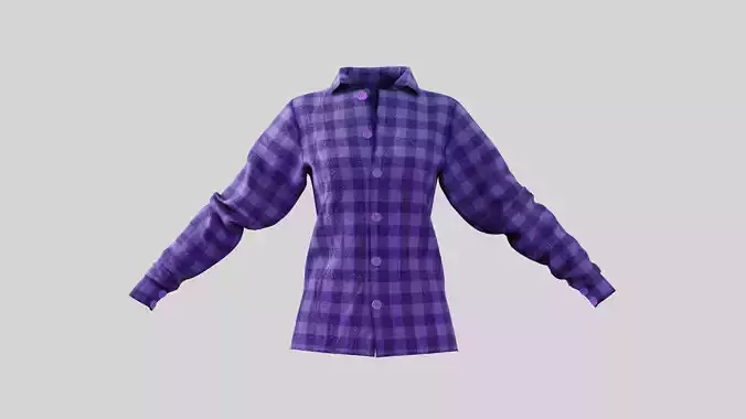 Female Shirt 01 Purple Fannel Checkered
