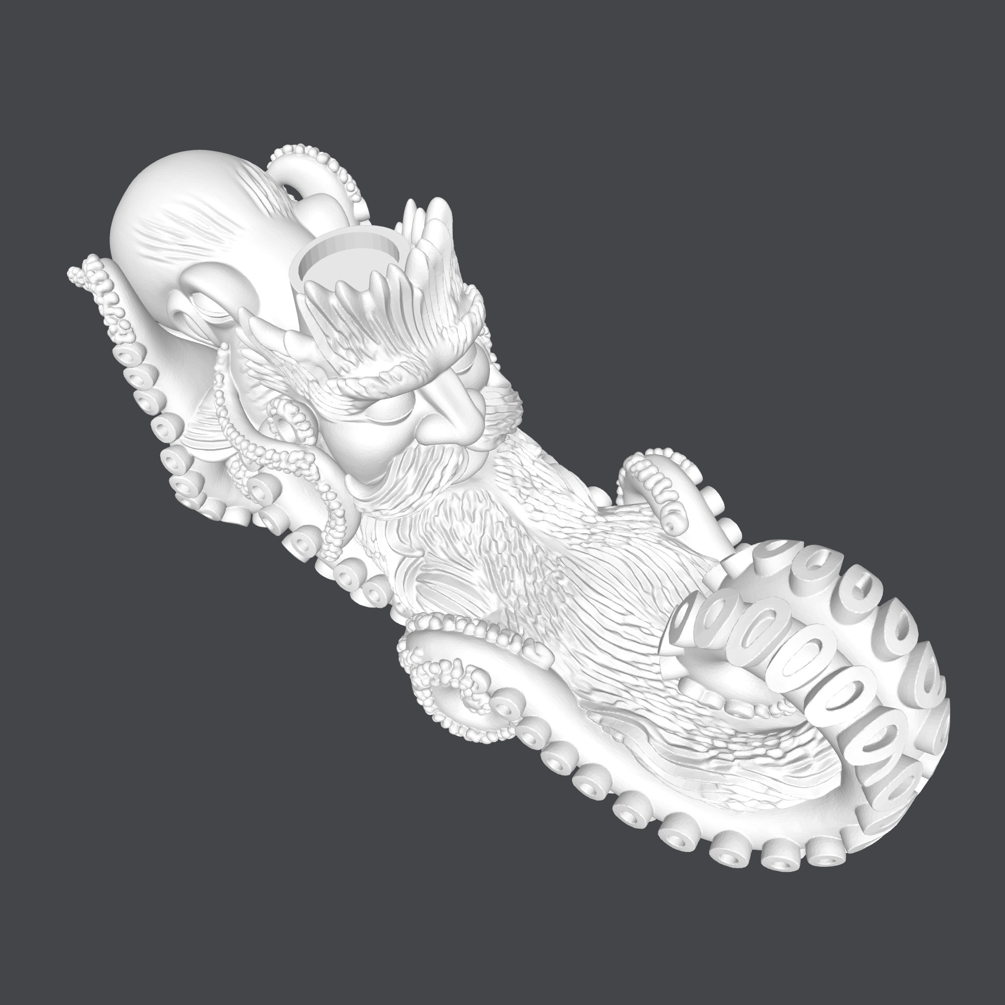 octopus and zeus candle holder 3D print model_2