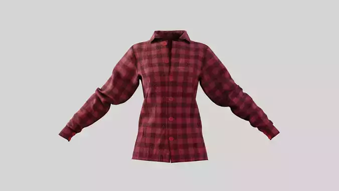 Female Shirt 01 Red Fannel Checkered