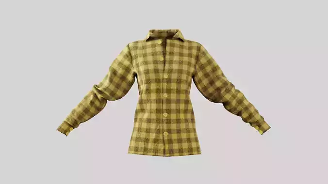 Female Shirt 01 Yellow Fannel Checkered