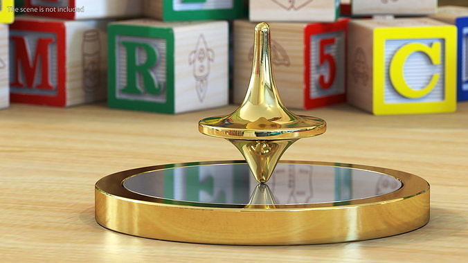 ForeverSpin Gold Spinning Top with Base 3D model