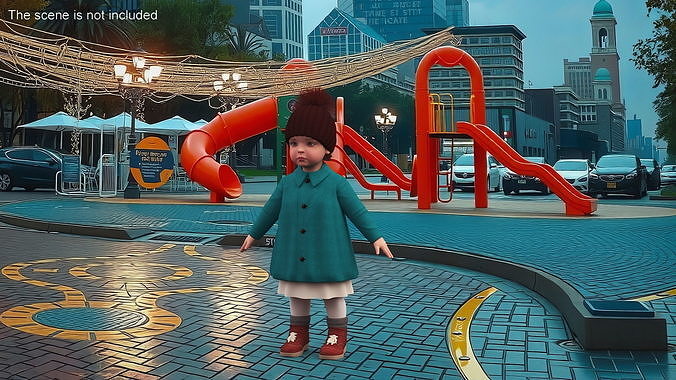 Baby Girl Outdoor Autumn Style A-Pose 3D model