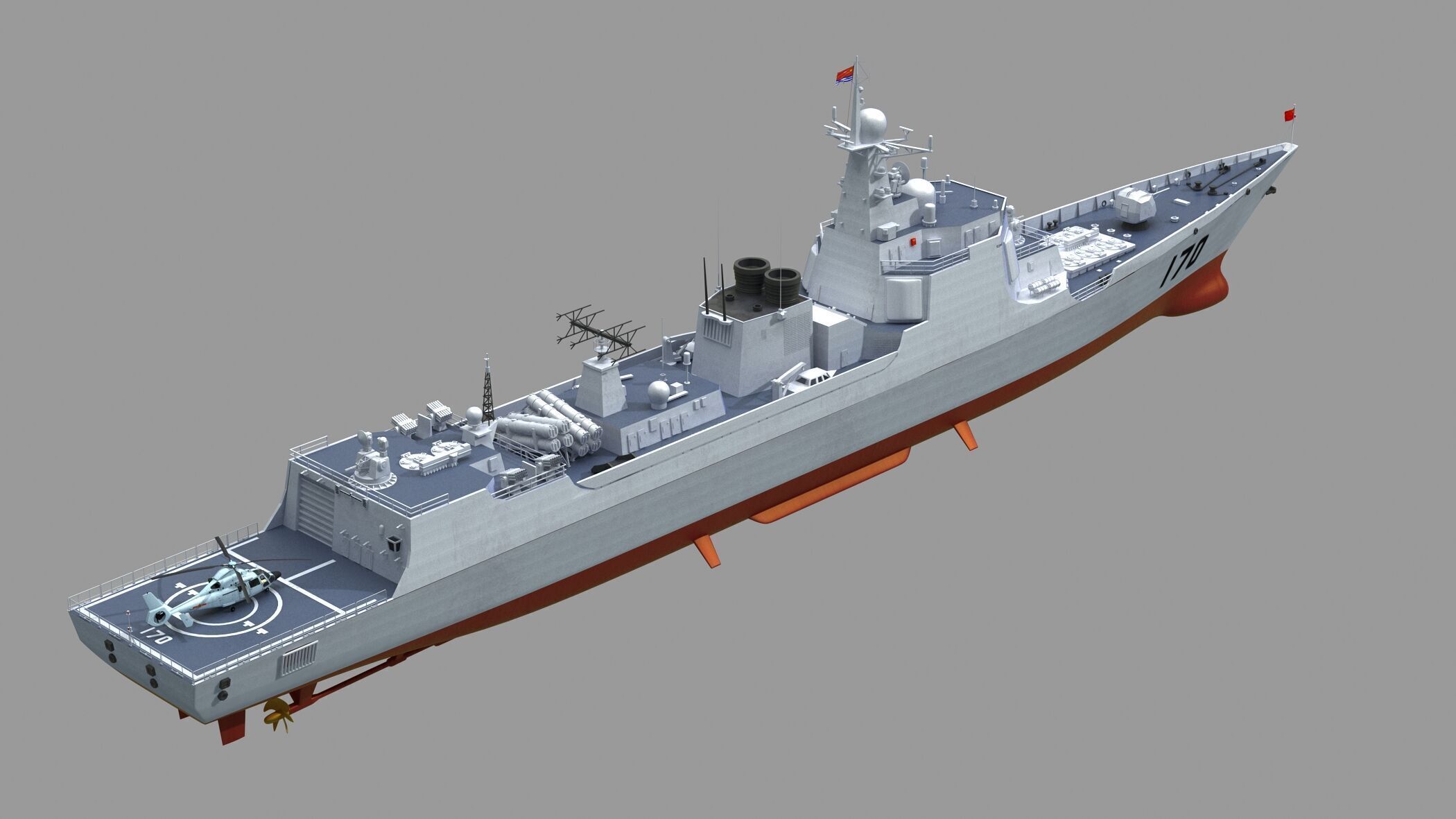 Chinese Navy Type 052C Destroyer 3D model_1