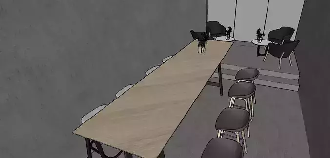 furniture cafe area family skp free Free 3D print model