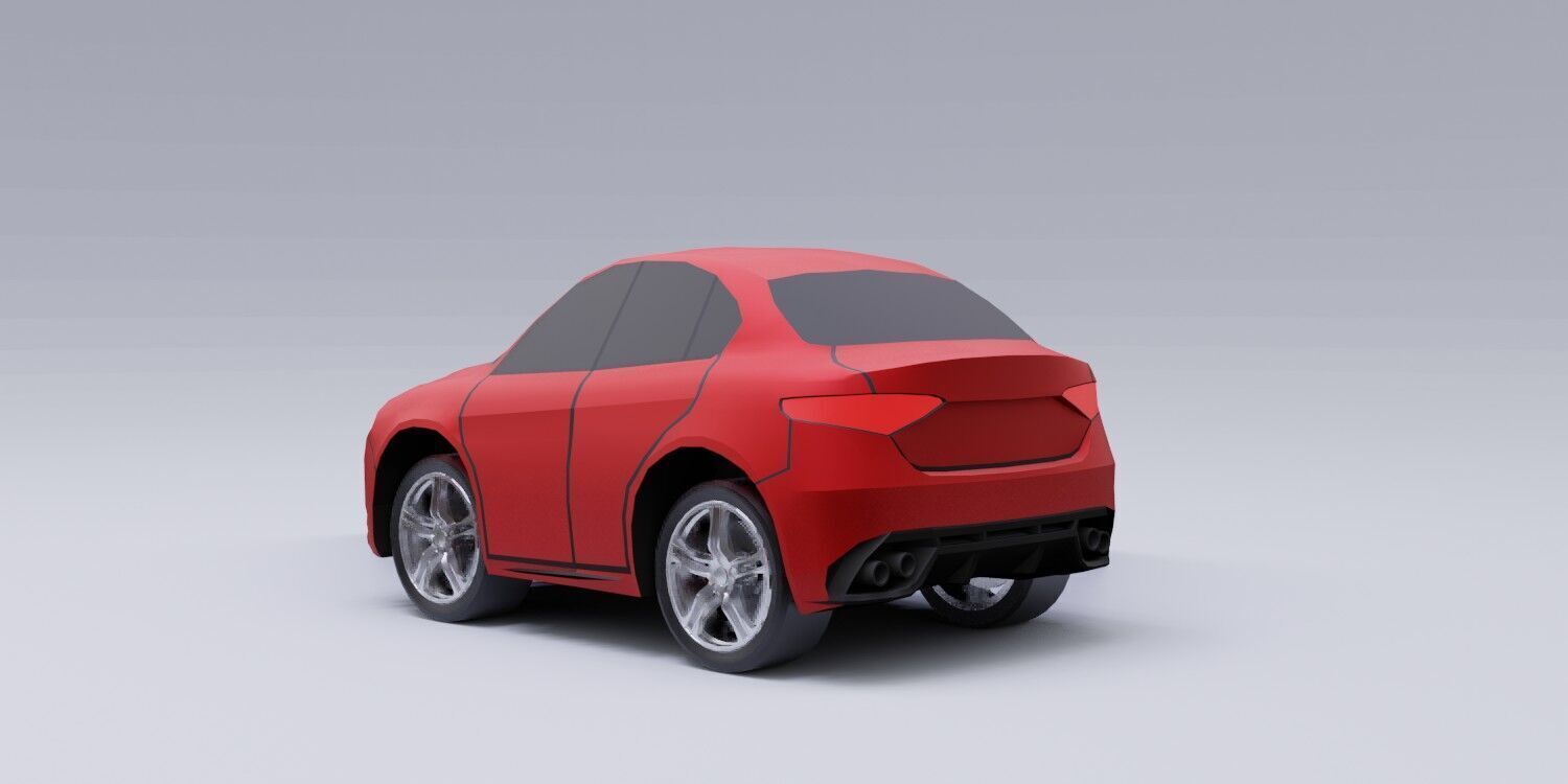 Toon car 02 model  3D model_3