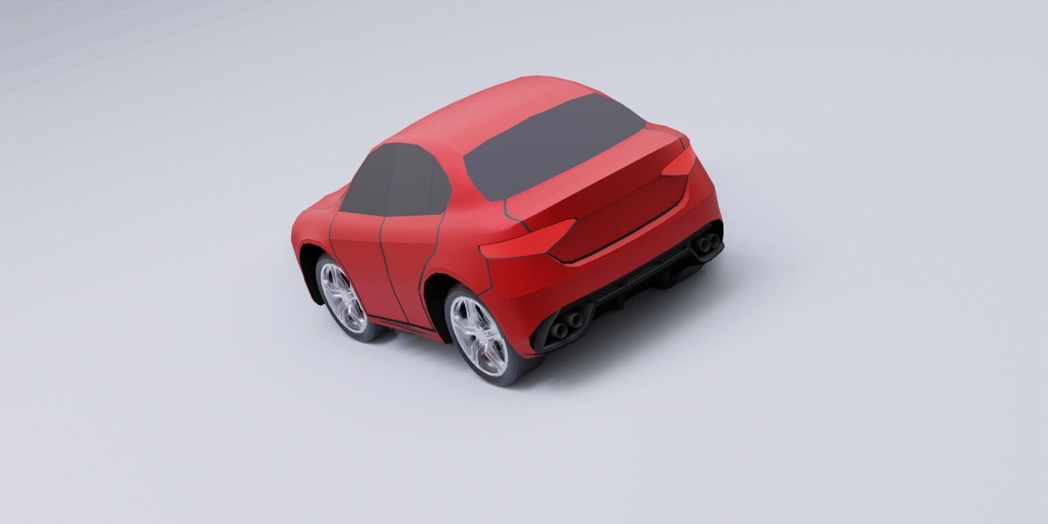 Toon car 02 model  3D model_2