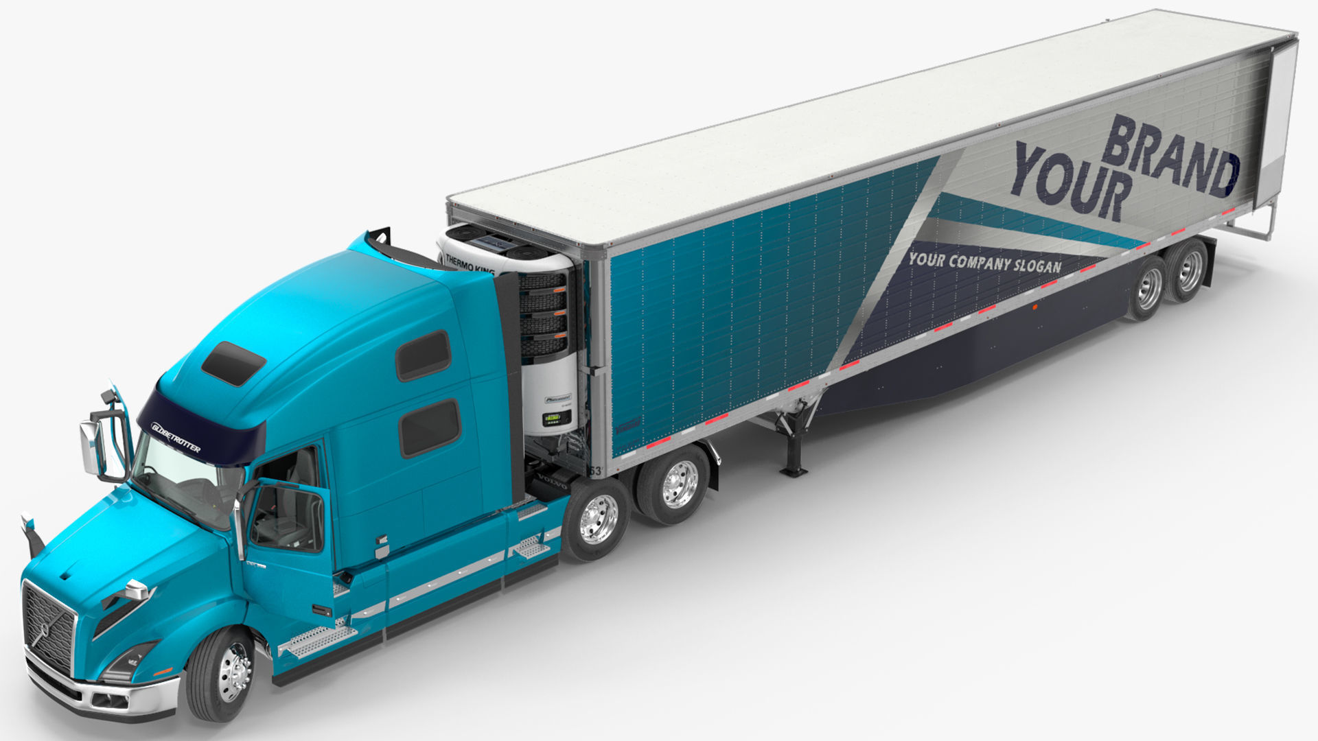 Volvo VNL 860 Truck with Reefer Trailer Your Brand Rigged 3D model_17