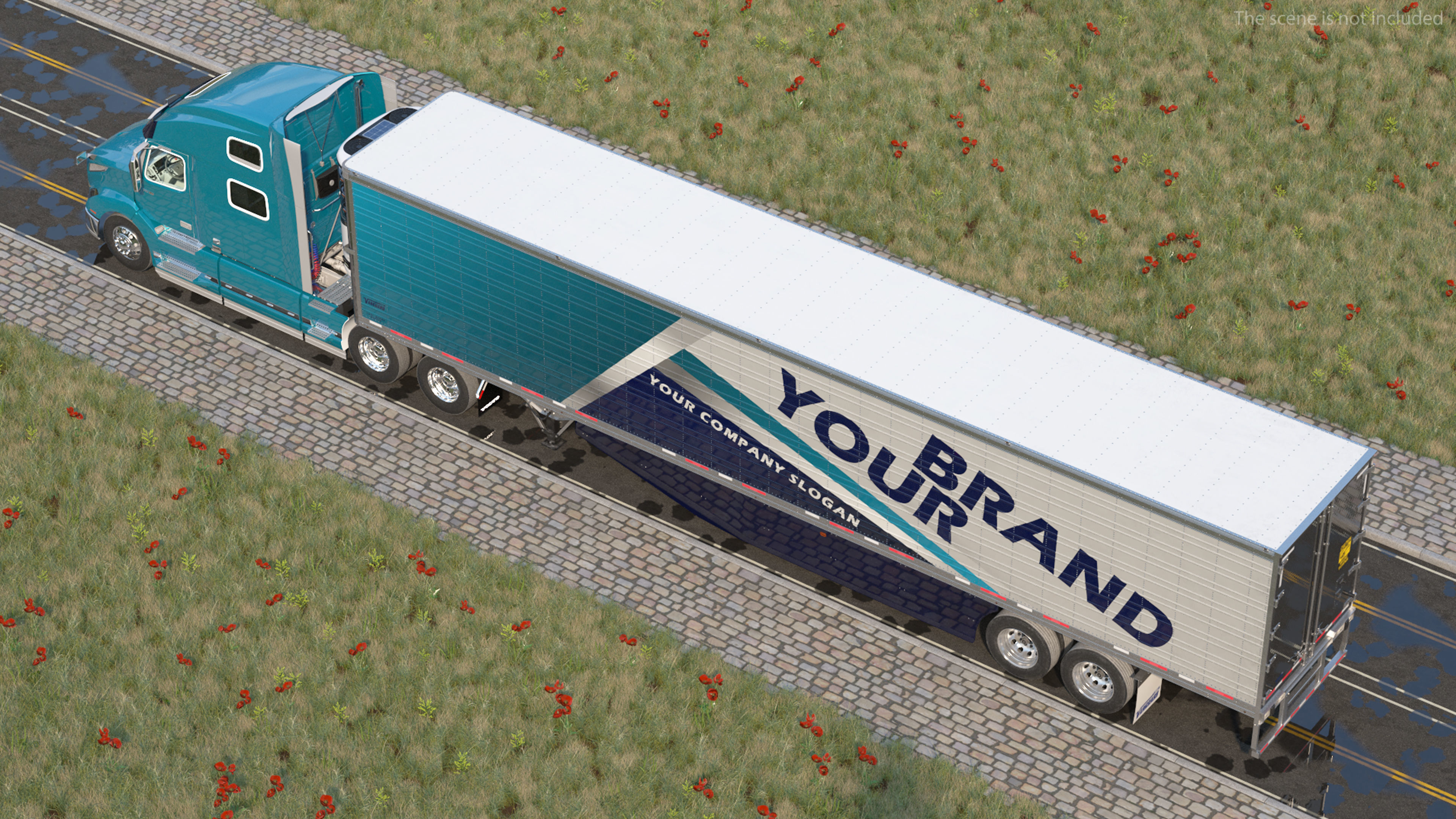 Volvo VNL 860 Truck with Reefer Trailer Your Brand Rigged 3D model_2