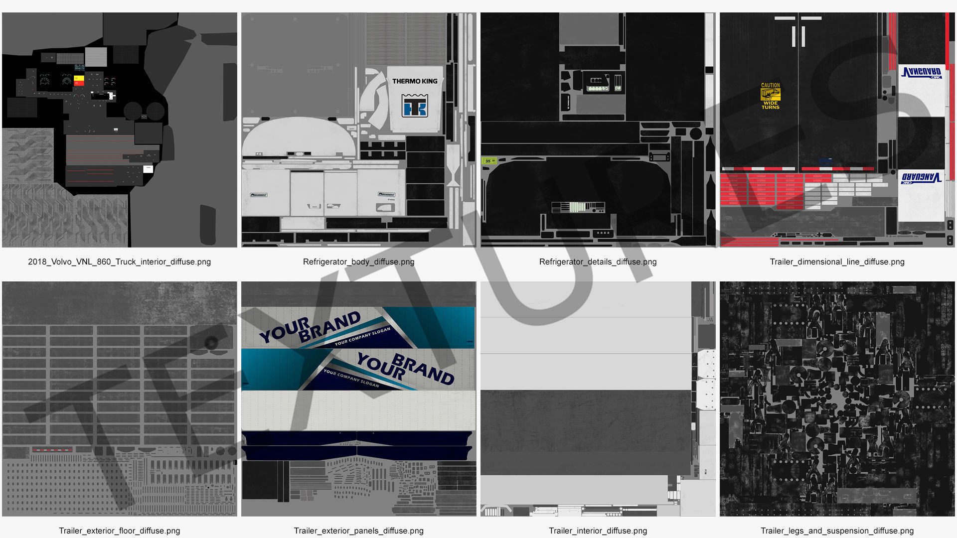 Volvo VNL 860 Truck with Reefer Trailer Your Brand Rigged 3D model_57