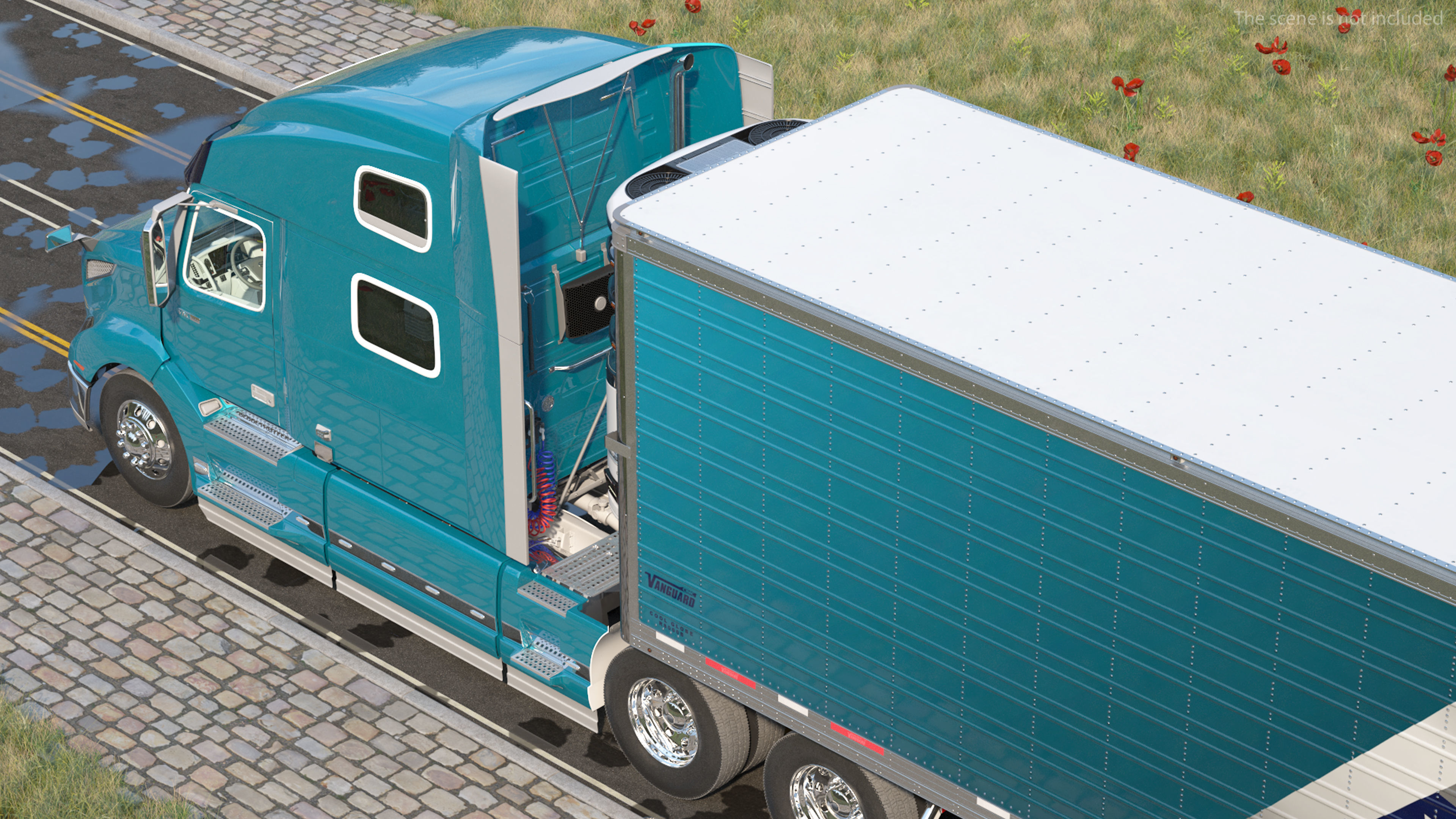 Volvo VNL 860 Truck with Reefer Trailer Your Brand Rigged 3D model_6