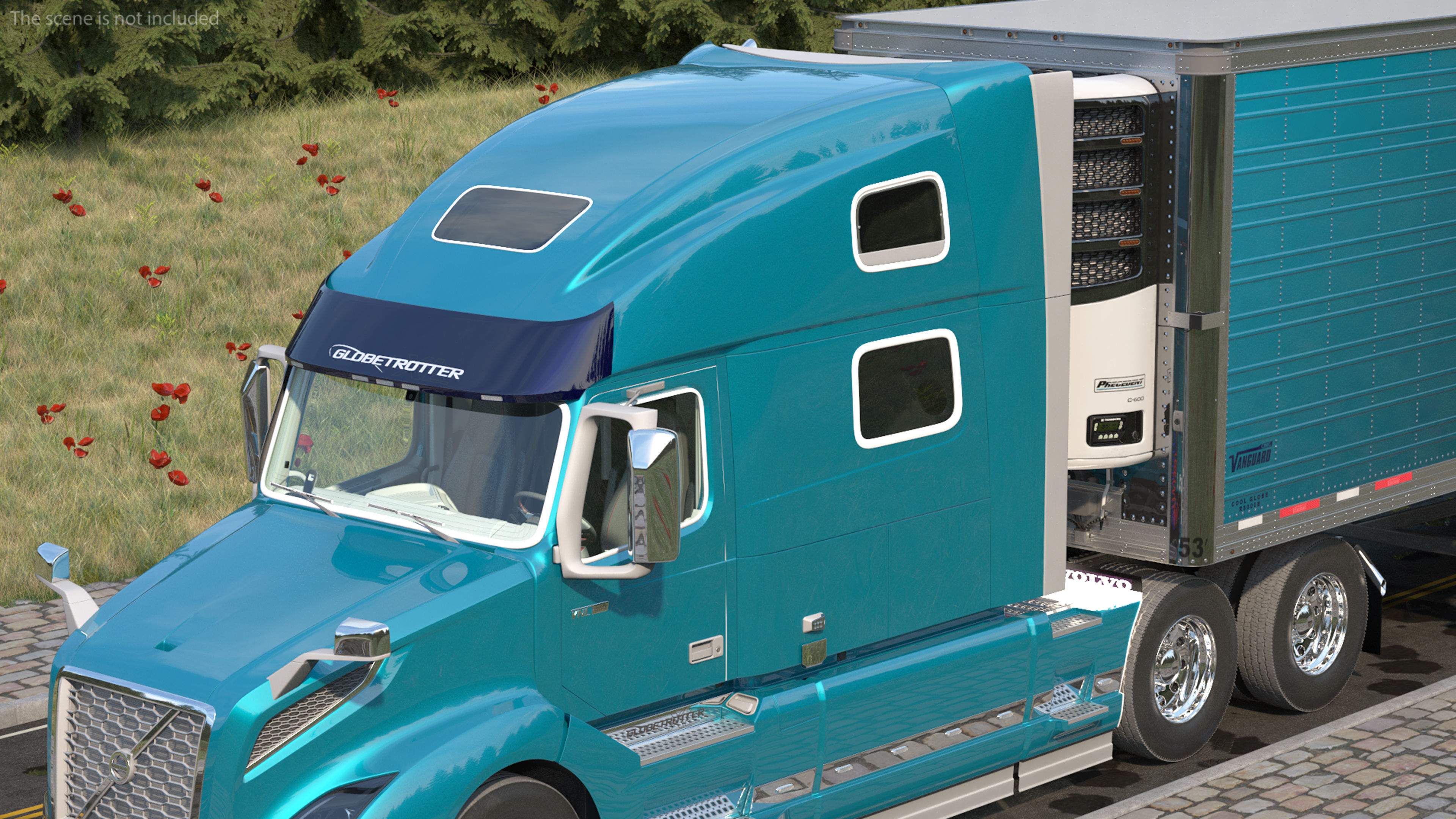 Volvo VNL 860 Truck with Reefer Trailer Your Brand Rigged 3D model_7