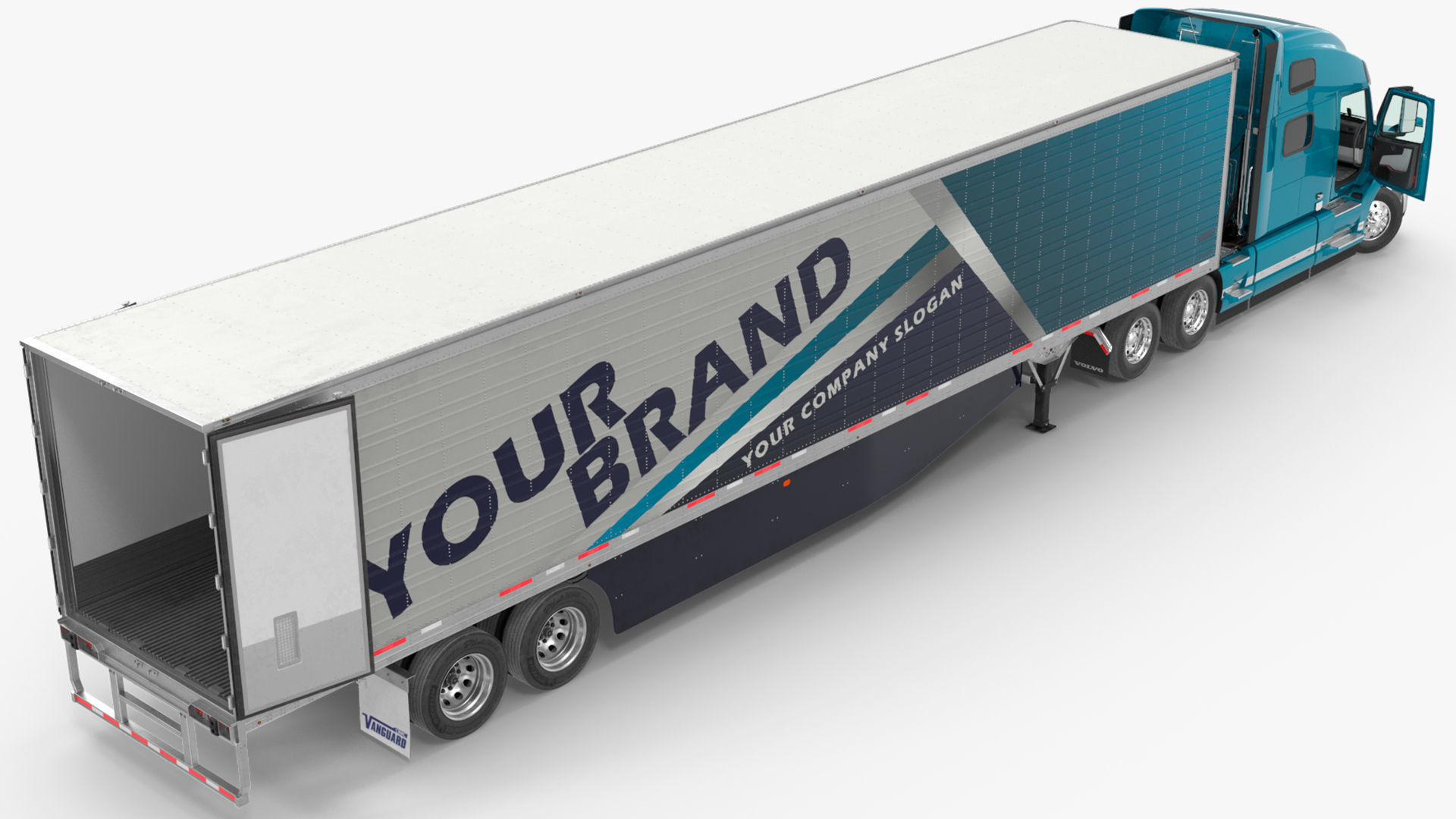 Volvo VNL 860 Truck with Reefer Trailer Your Brand Rigged 3D model_18