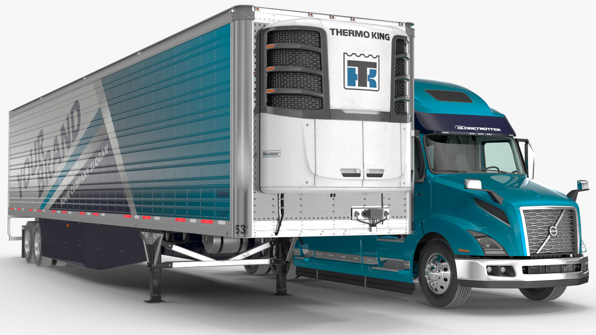 Volvo VNL 860 Truck with Reefer Trailer Your Brand Rigged 3D model_20