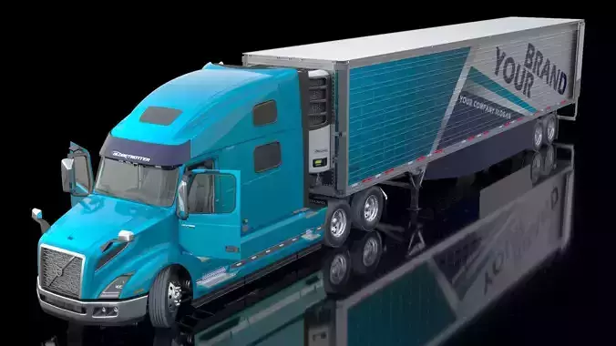 Volvo VNL 860 Truck with Reefer Trailer Your Brand Rigged 3D model Volvo VNL 860 Truck with Reefer Trailer Your Brand Rigged 3D model