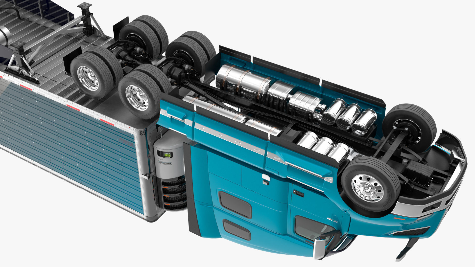 Volvo VNL 860 Truck with Reefer Trailer Your Brand Rigged 3D model_25