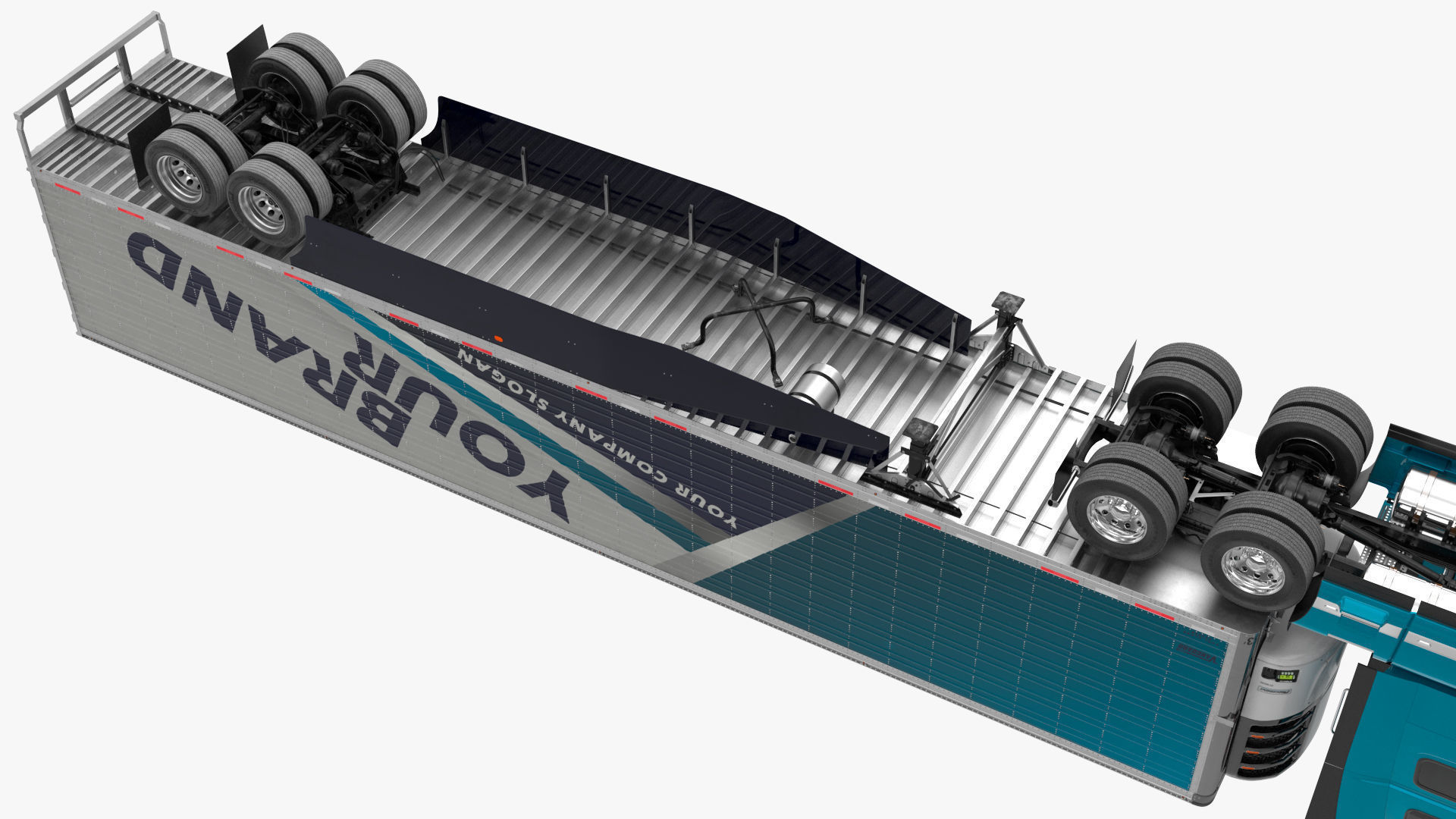 Volvo VNL 860 Truck with Reefer Trailer Your Brand Rigged 3D model_26