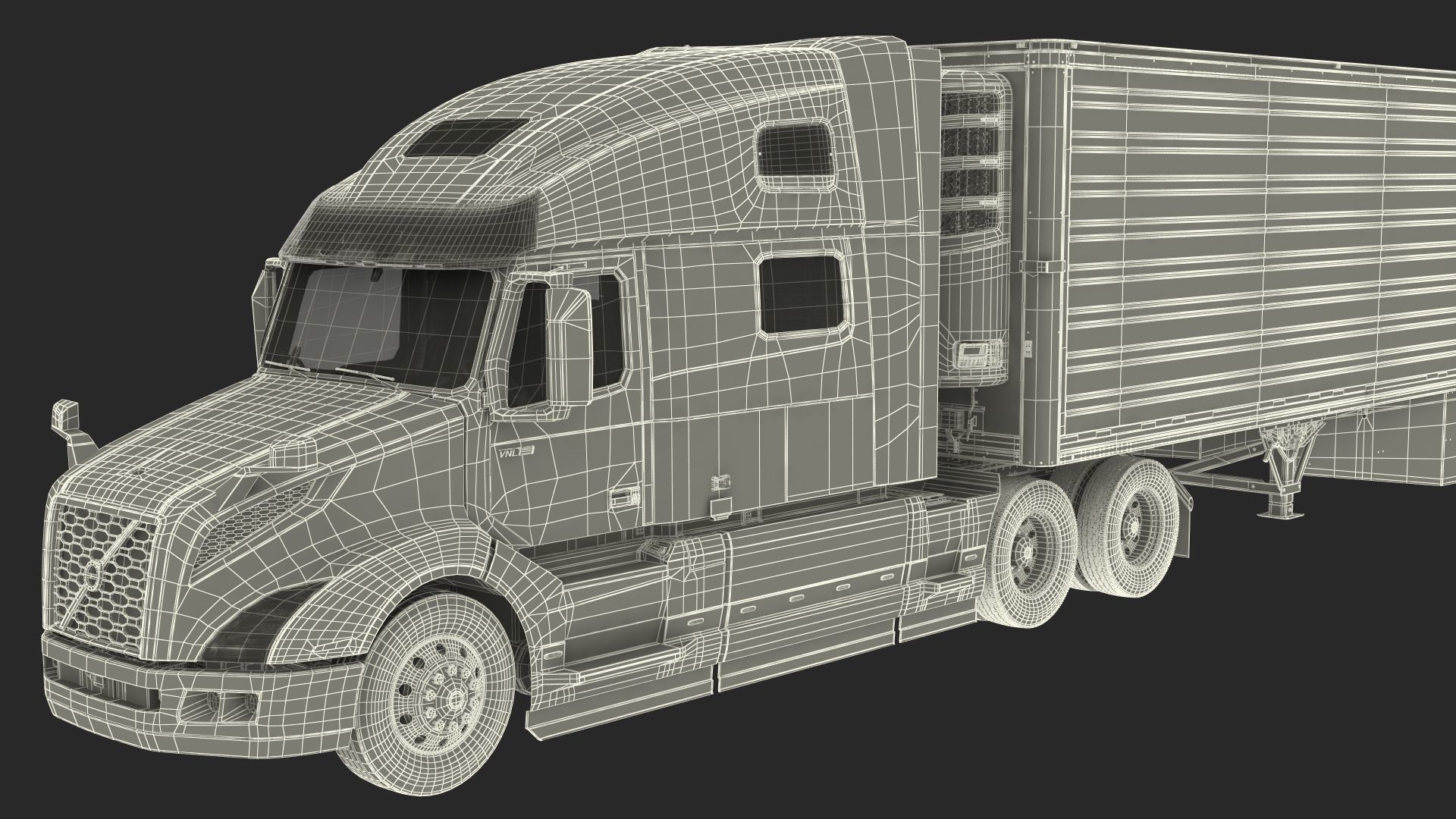 Volvo VNL 860 Truck with Reefer Trailer Your Brand Rigged 3D model_63