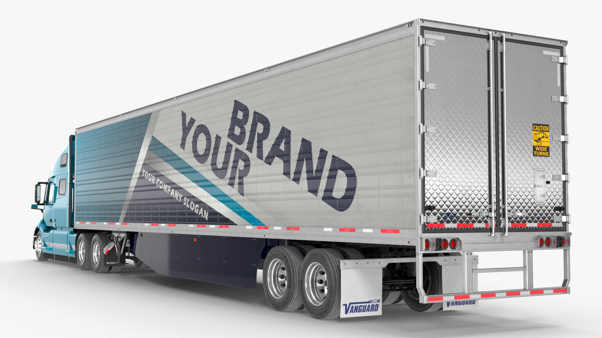 Volvo VNL 860 Truck with Reefer Trailer Your Brand Rigged 3D model_16