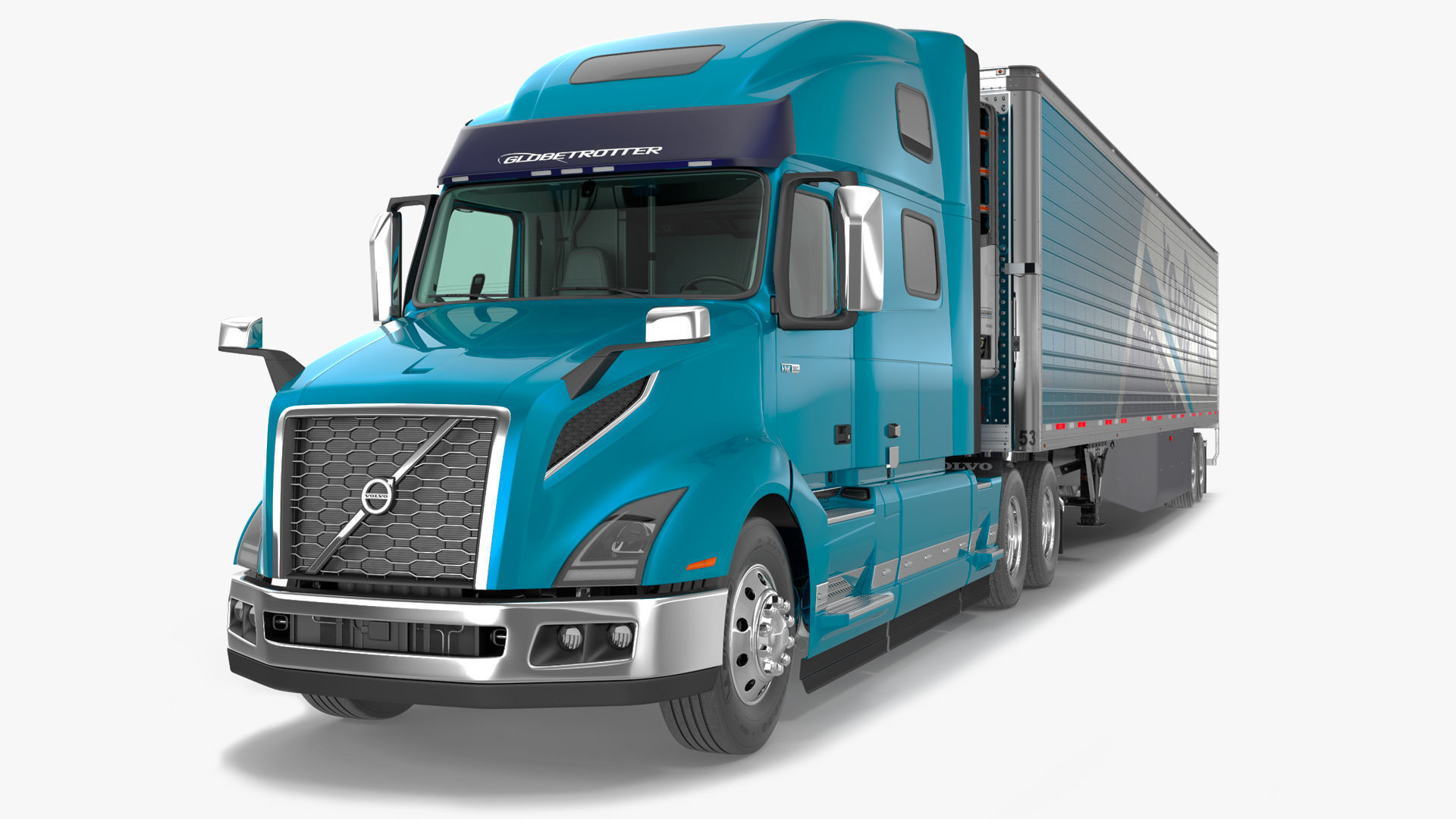 Volvo VNL 860 Truck with Reefer Trailer Your Brand Rigged 3D model_14