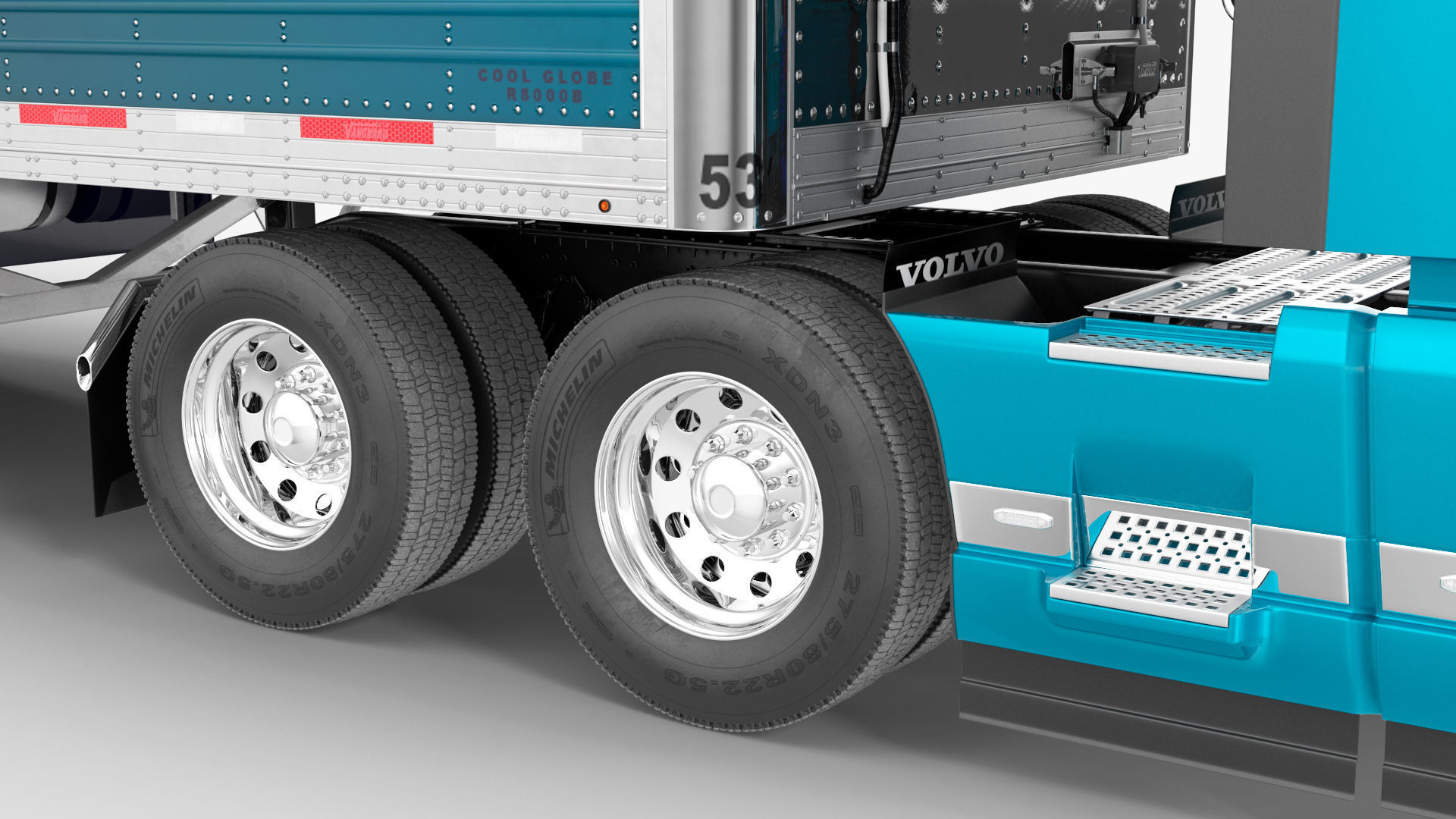 Volvo VNL 860 Truck with Reefer Trailer Your Brand Rigged 3D model_38